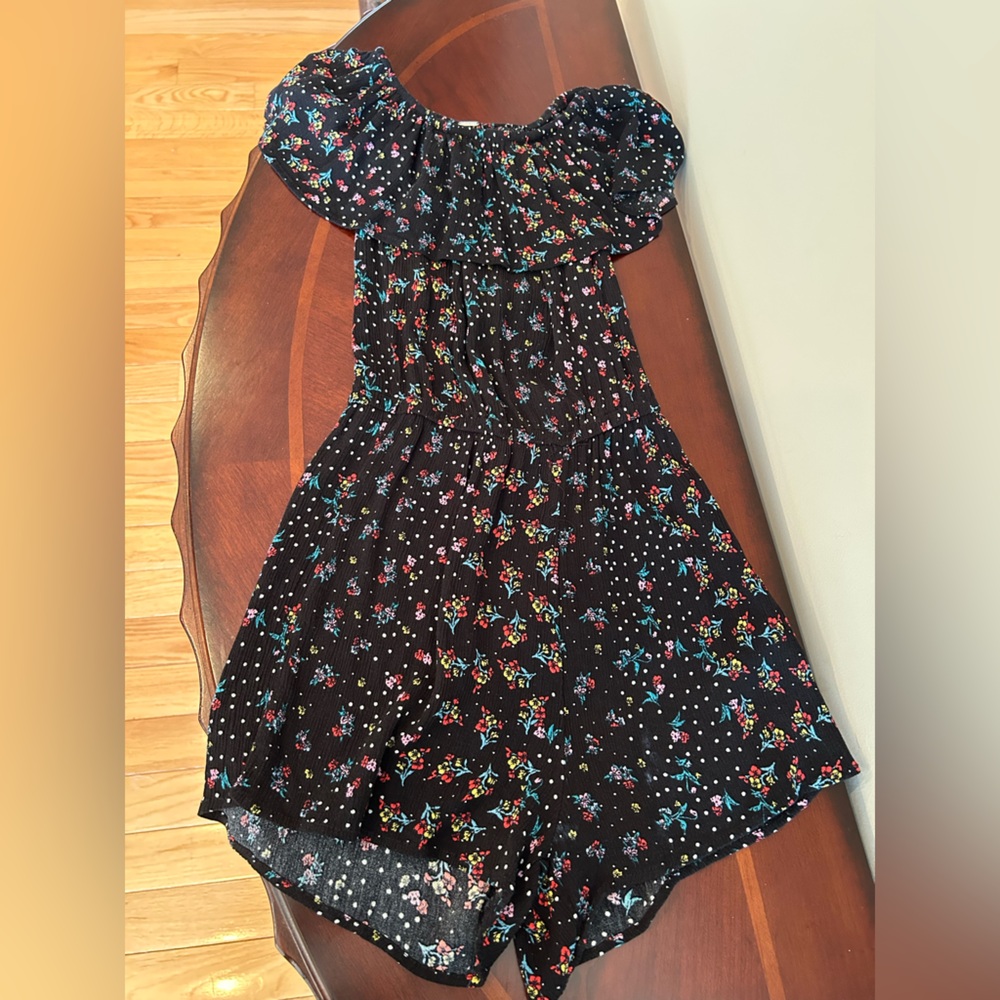 🌼 3 For $30 Harlow Black Romper with Multicolor Floral Pattern